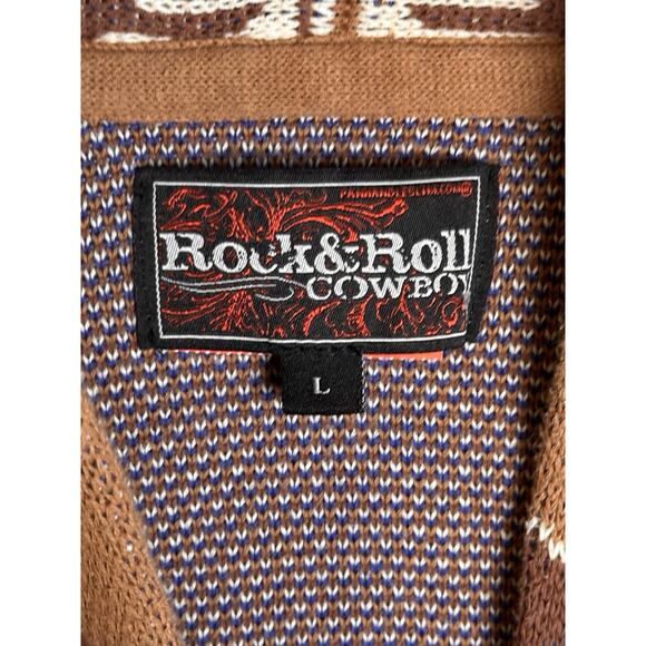 Rock & Roll Cowboy Cardigan Shawl Sweater Mens Sz L Aztec Southwestern Rodeo EUC - Picture 5 of 15